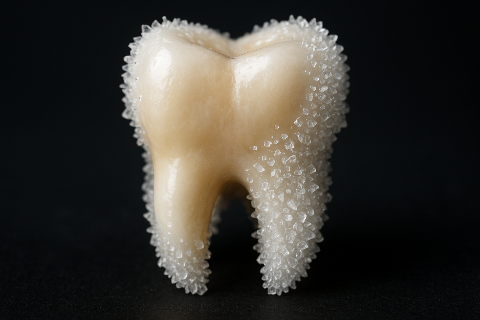 Zahn mit Hydroxylapatit-Partikeln zur Zahnschmelzreparatur und Remineralisierung