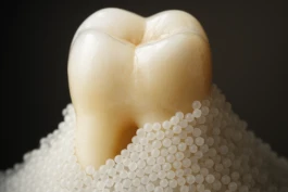 Zahn mit Hydroxylapatit-Partikeln zur Zahnschmelzreparatur und Remineralisierung